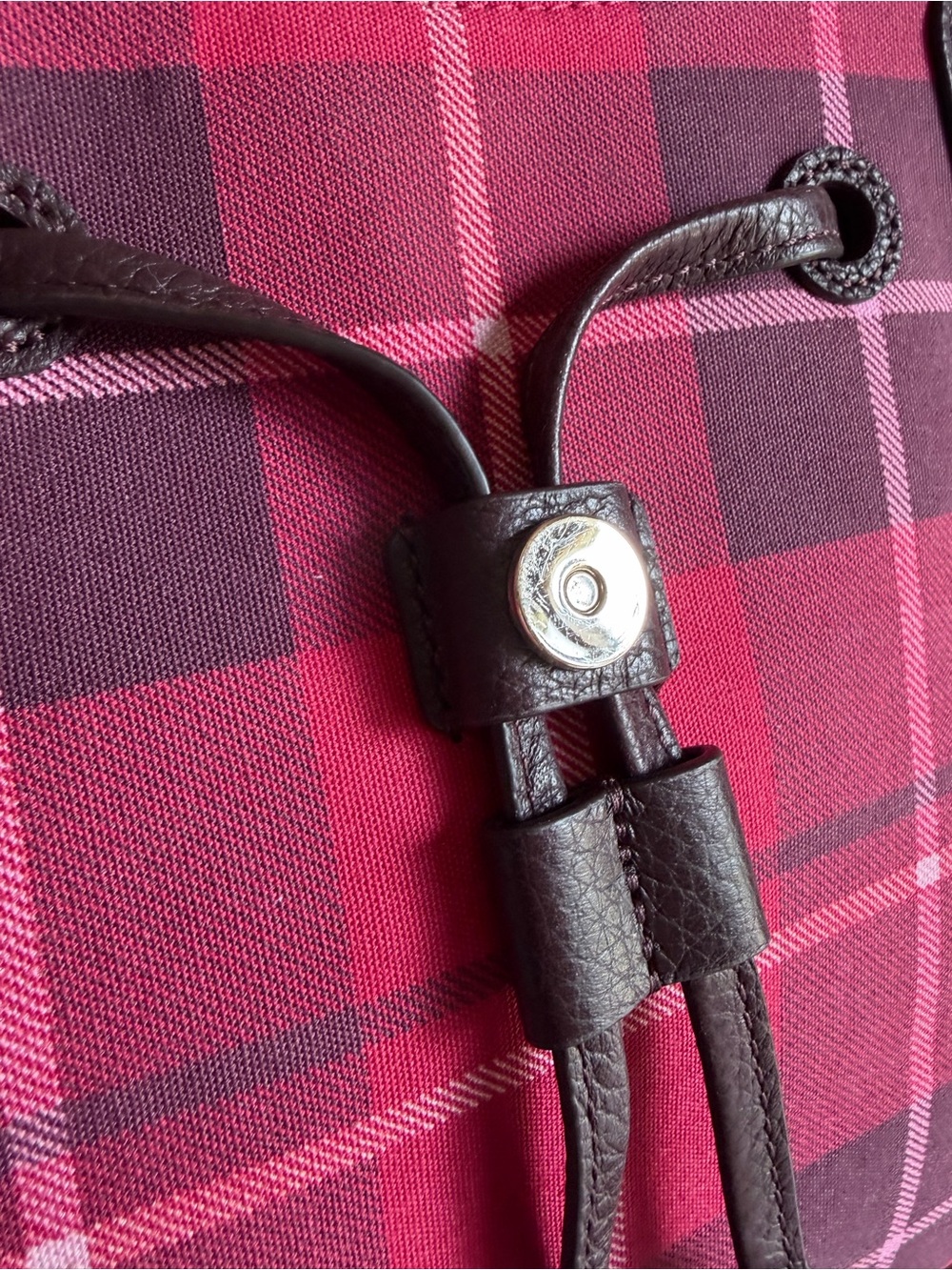 kate spade Leila red and black plaid Backpack with leather trim Near new - Picture 9 of 14